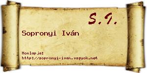 Sopronyi Iván névjegykártya