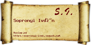 Sopronyi Iván névjegykártya